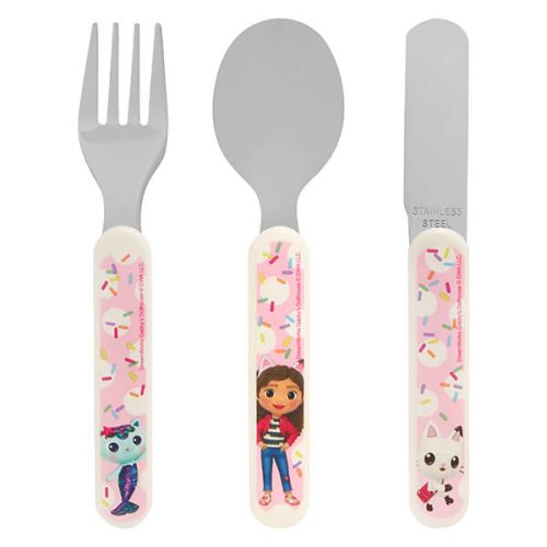 Polar Gear Gabby's Dollhouse Party 3 Piece Metal Cutlery Set