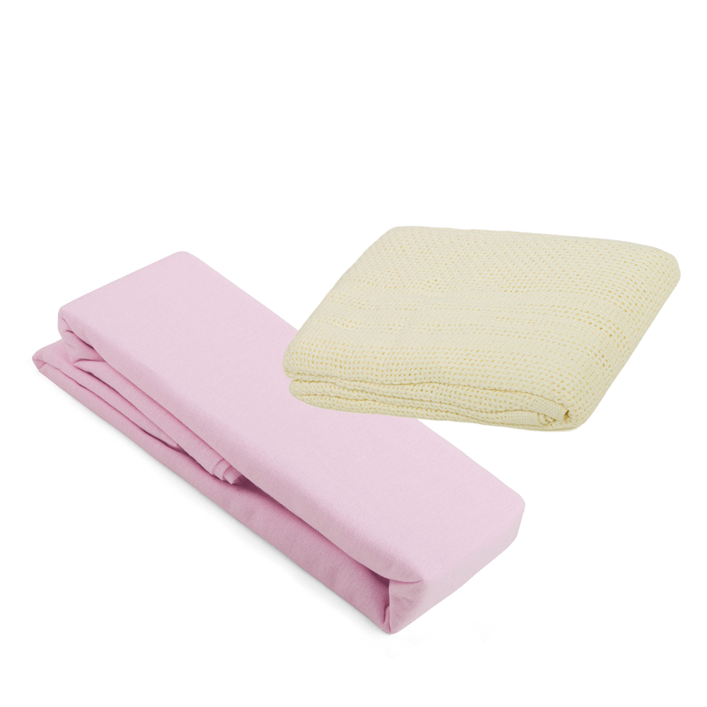 2 Cot Bed Flannelette Sheets & Cellular Blanket Bundle