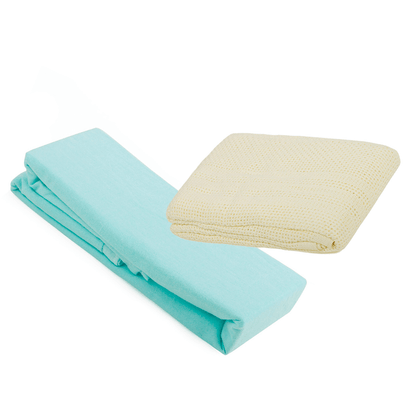 2 Cot Bed Flannelette Sheets & Cellular Blanket Bundle