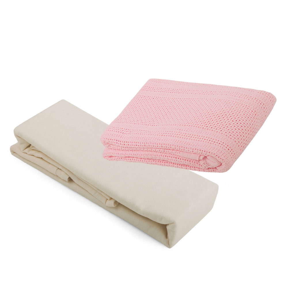 2 Cot Bed Flannelette Sheets & Cellular Blanket Bundle