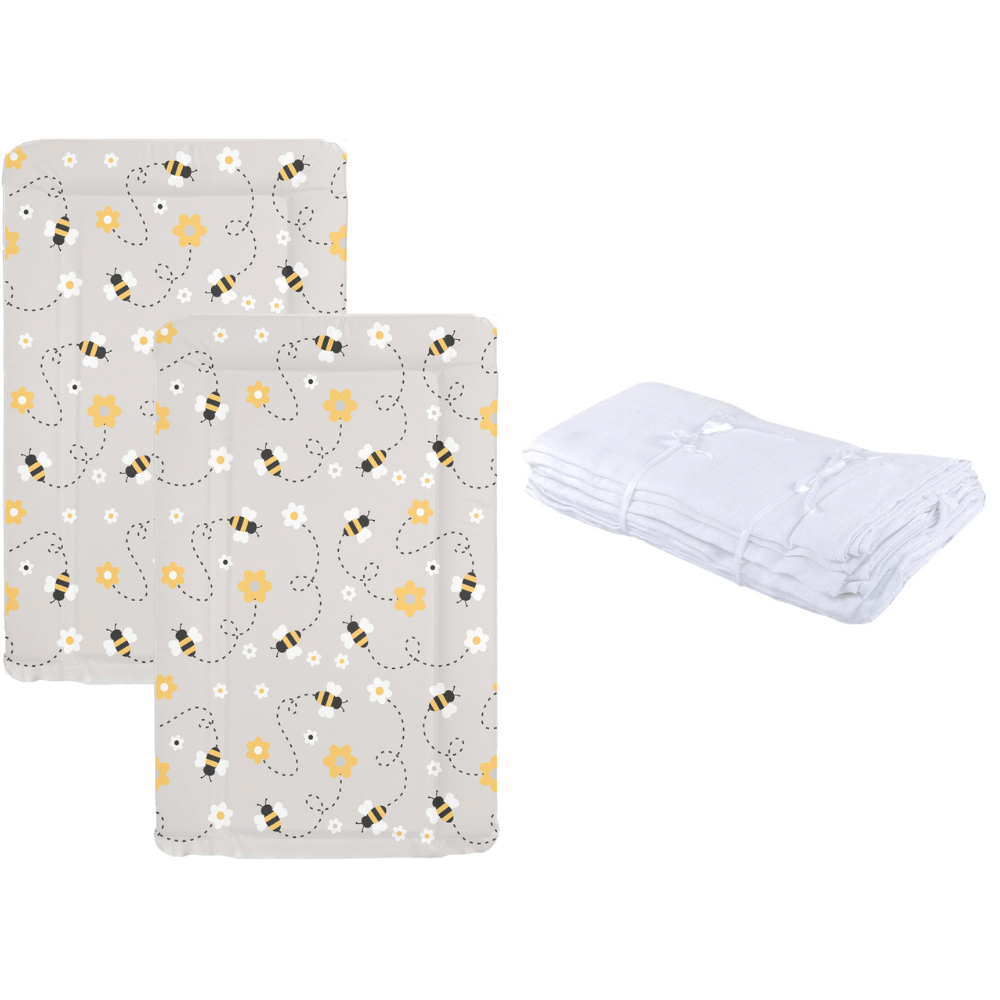 Upstairs Downstairs Changing Bundle - Grey Bees