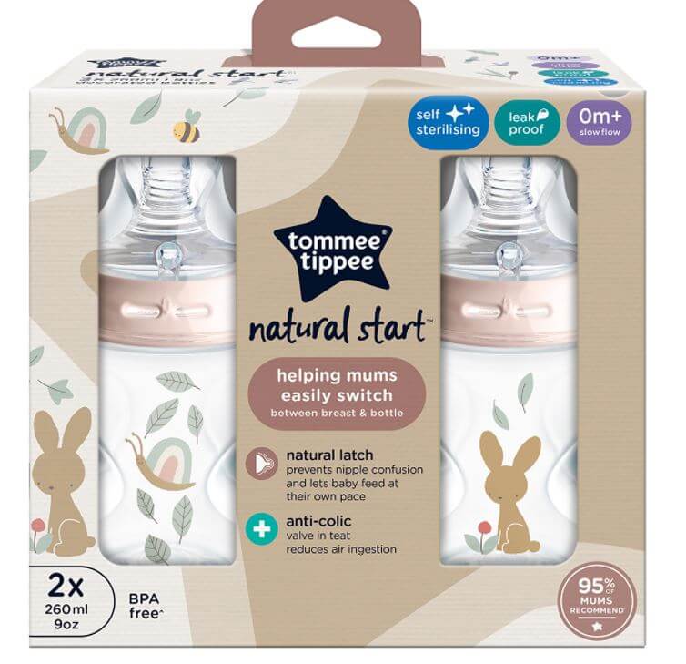 Tommee Tippee Natural Start 2 Pack 260ml Decorated Bottles